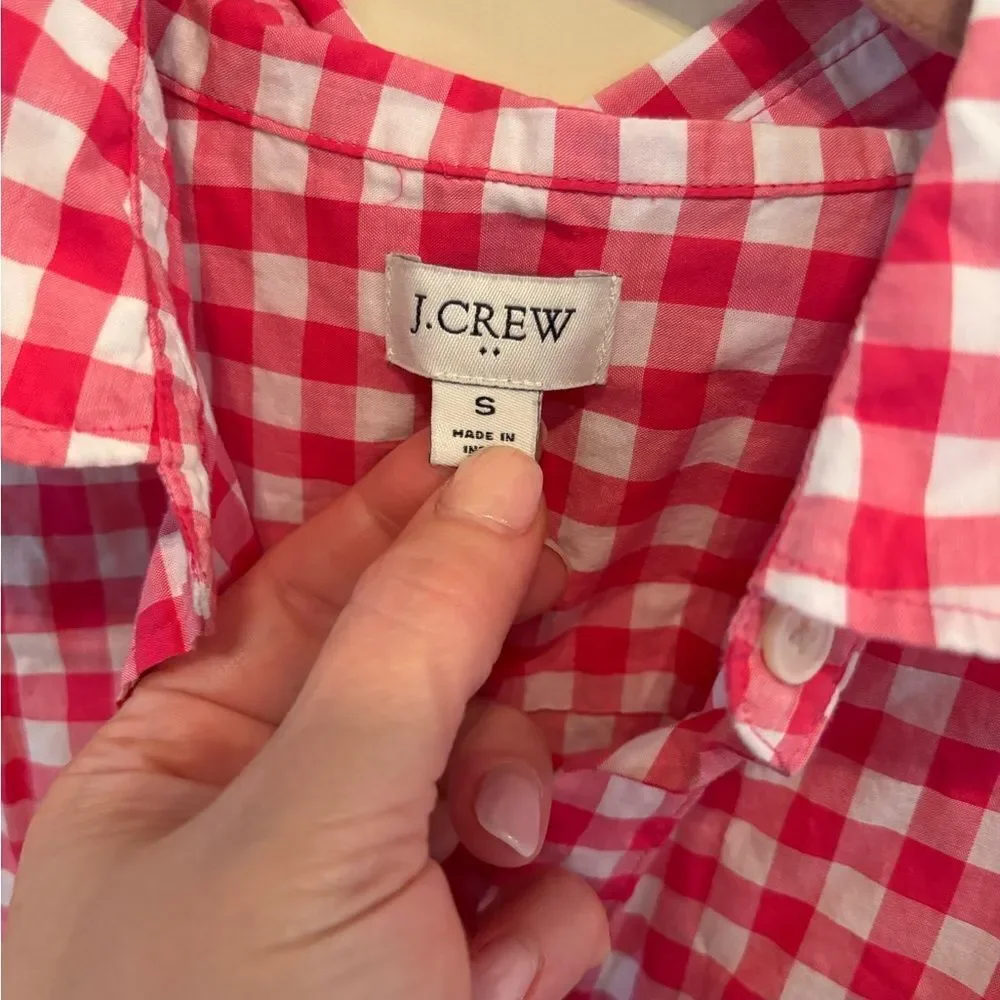 J. Crew Pink and White Button Down Top size S